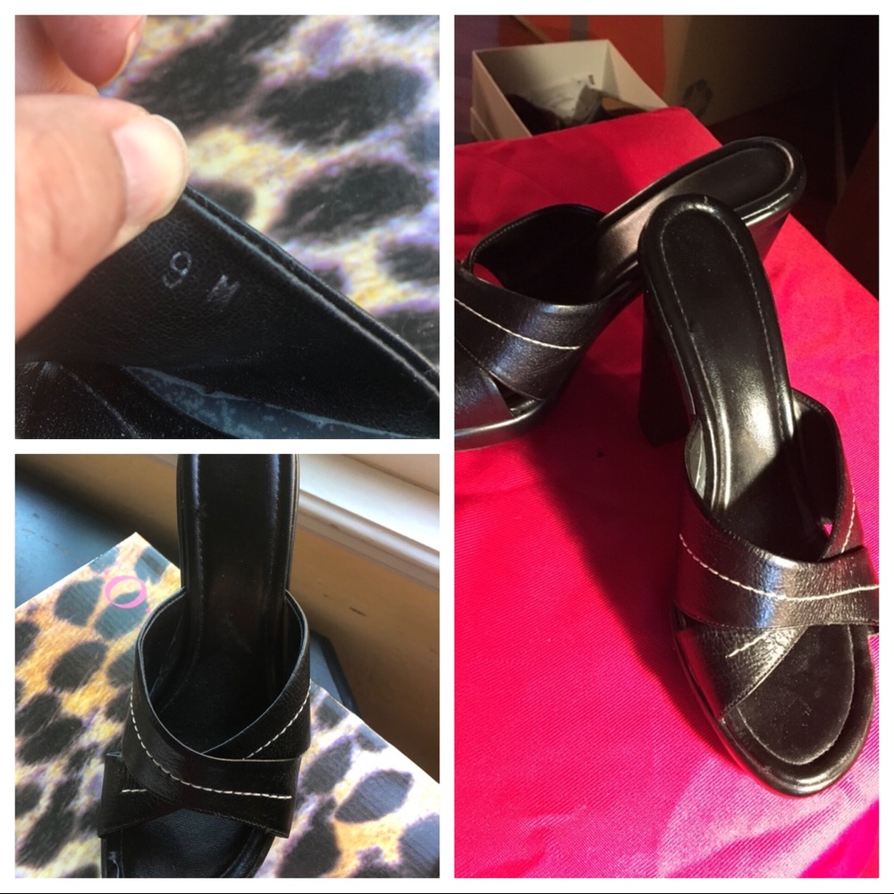 Women’s black white stitching mule heel . Size 9